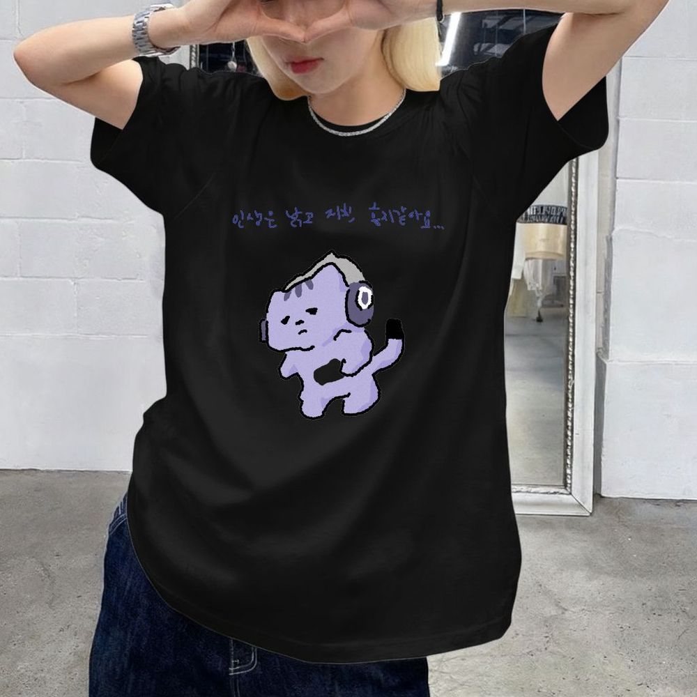 T-shirt con stampa di testo 'L - Korean Lifestyle & Kids Boutique Photos recensione e prezzo